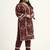 Maroon floral printed cotton stitched pathani kurta set with dupatta for women