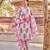 Pink floral printed cotton stitched straight kurta set with dupatta for women