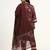 Maroon floral printed cotton stitched pathani kurta set with dupatta for women