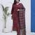Maroon block printed cotton stitched straight kurta set with dupatta for women