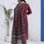 Maroon block printed cotton stitched straight kurta set with dupatta for women