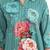 Turquoise floral printed cotton stitched co-ord set with pants for women