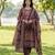 Burgundy floral printed cotton stitched straight kurta set with dupatta for women