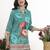Turquoise floral printed cotton stitched co-ord set with pants for women