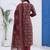 Maroon block printed cotton stitched straight kurta set with dupatta for women