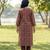 Burgundy floral printed cotton stitched straight kurta set with dupatta for women