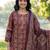Burgundy floral printed cotton stitched straight kurta set with dupatta for women
