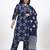 Blue floral printed cotton stitched straight kurta set with dupatta for women