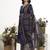 Navy blue floral printed cotton stitched anarkali kurta set with dupatta for women