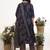 Navy blue floral printed cotton stitched anarkali kurta set with dupatta for women