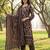 Black floral printed cotton stitched straight kurta set with dupatta for women