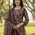Black floral printed cotton stitched straight kurta set with dupatta for women