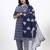 Navy blue floral printed cotton stitched straight kurta set with dupatta for women