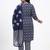 Navy blue floral printed cotton stitched straight kurta set with dupatta for women