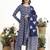 Navy blue floral printed cotton stitched anarkali kurta set with dupatta for women