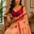 peach magenta printed chanderi cotton ready to wear saree with unstitched blouse