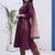 Burgundy patch work cotton stitched a-line kurta set with dupatta for women
