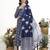 Navy blue floral printed cotton stitched anarkali kurta set with dupatta for women