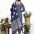 Navy blue floral printed cotton stitched anarkali kurta set with dupatta for women