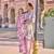Pink floral printed cotton stitched a-line kurta set with dupatta for women
