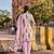 Pink floral printed cotton stitched a-line kurta set with dupatta for women
