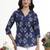 Navy blue printed cotton western top for women