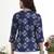 Navy blue printed cotton western top for women