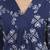 Navy blue printed cotton western top for women