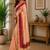 peach pink printed chanderi cotton ready to wear saree with unstitched blouse