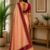 peach pink printed chanderi cotton ready to wear saree with unstitched blouse