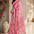 pink printed chanderi cotton ready to wear saree with unstitched blouse