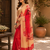red printed chanderi cotton ready to wear saree with unstitched blouse