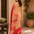 red printed chanderi cotton ready to wear saree with unstitched blouse