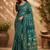 teal green printed chanderi cotton ready to wear saree with unstitched blouse
