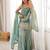 Sea green colour fendy silk embroidered kurta bell bottom set