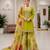 Green colour designer chinon embroidered suit set
