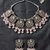 Oxidised silver-plated pink stone statement necklace set with matching earrings for women & girls