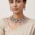 Oxidised silver-plated pink stone statement necklace set with matching earrings for women & girls