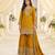 Yellow heavy chinon sequins embroidered sharara suit set