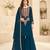 Teal blue colour fox georgette embroidered palazzo suit set