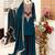 Teal blue colour fox georgette embroidered palazzo suit set