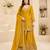 Yellow chinon silk embroidered sharara suit set