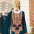 Teal blue colour fox georgette embroidered palazzo suit set