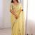 Lemon colour moss chiffon saree with embroidered blouse