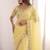 Lemon colour moss chiffon saree with embroidered blouse