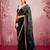 Black colour soft burberry silk mirror work saree with blouse