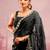 Black colour soft burberry silk mirror work saree with blouse