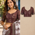white brown printed chanderi cotton ready to wear saree with unstitched blouse