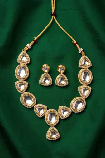 Aarika polki statement necklace set with matching earrings
