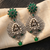 Lakshmi temple earrings with emerald green floral studs